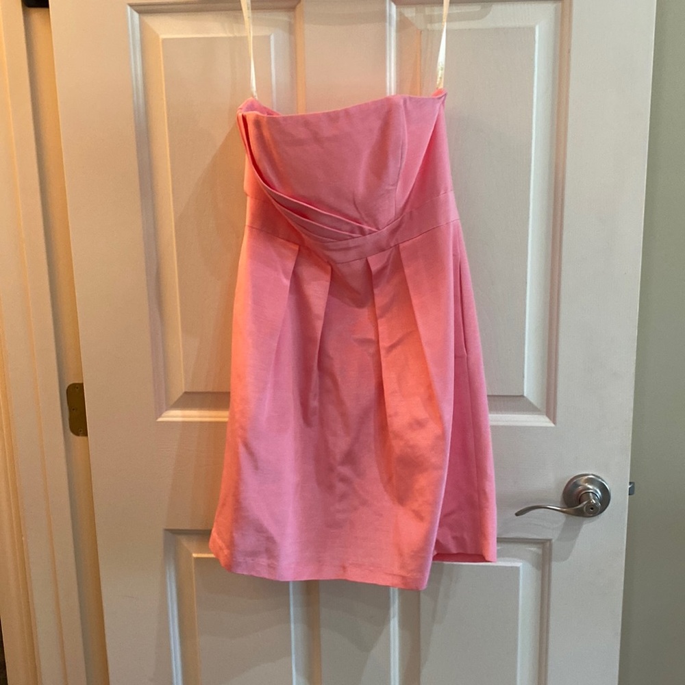 Shoshanna Pink Strapless Pleated Cocktail Dress